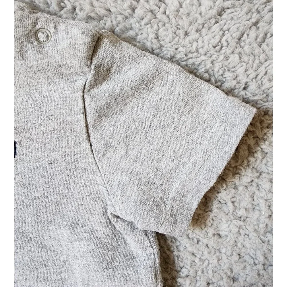 Ralph Lauren Gray Snap Buttons Shoulder Pony Logo‎ T Shirt Baby Size 6 Months